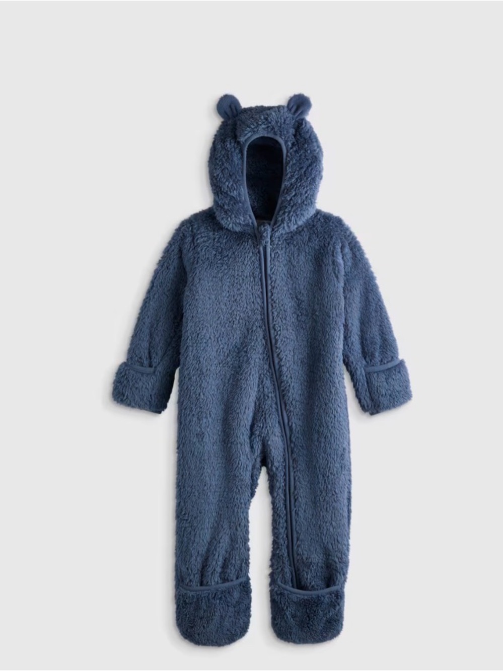 Quince Plush Navy One-Piece Footie with Hooded Ears